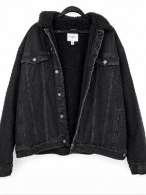 Goodfellow & Co Black Sherpa Lined Denim Jacket Men’s XXL Cozy Warm